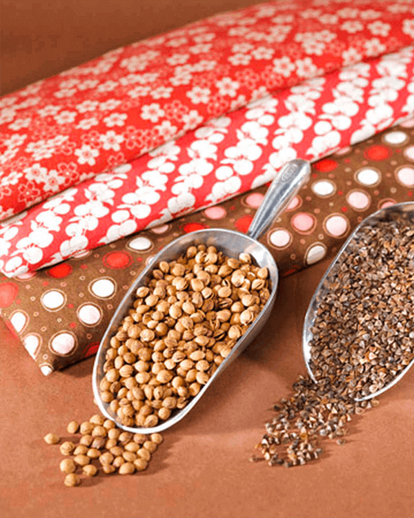 Simple handmade gifts: Two spoons adorned with seeds.