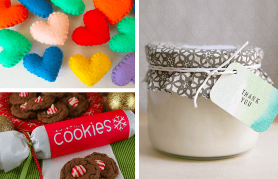 A simple collage of handmade gifts - pictures of cookies and jars.