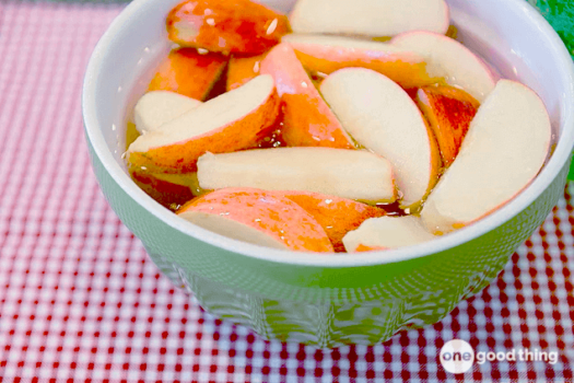 A bowl of sliced apples to keep them fresh longer.