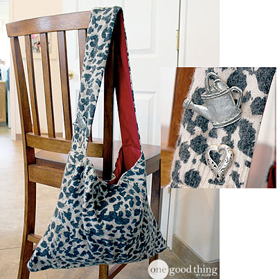 Animal print sweater used to make a sling purse