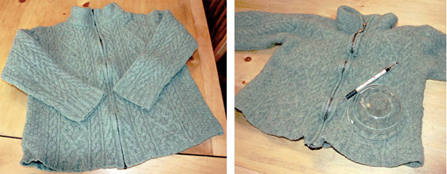 A stack of felted sweater coasters