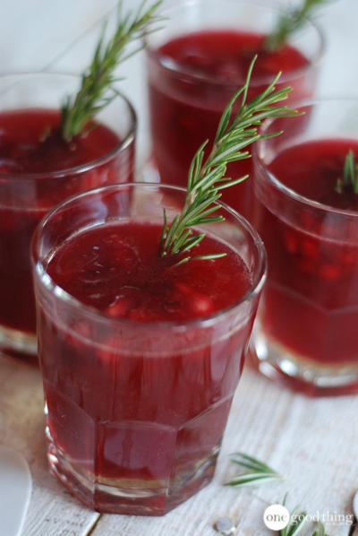 Romantic Blood Orange and Rosemary Mocktail 4 glasses of a Romantic Blood Orange and Rosemary Mocktail