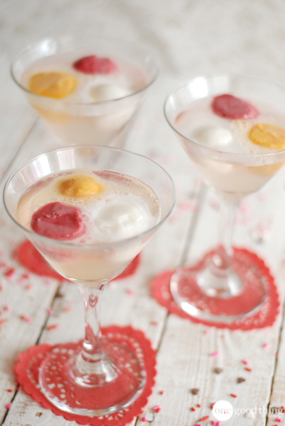 Special Fizzy Sorbet Mocktail 4 martini glasses holding a Special Fizzy Sorbet Mocktail