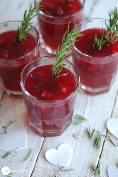 Romantic Blood Orange and Rosemary Mocktail 4 glasses of a Romantic Blood Orange and Rosemary Mocktail