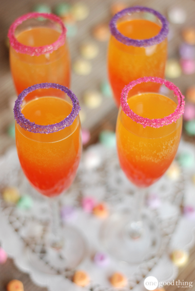 Romantic Ombre Papayaย Mocktail 4 goblets of Romantic Ombre Papayaย Mocktail sitting on a table