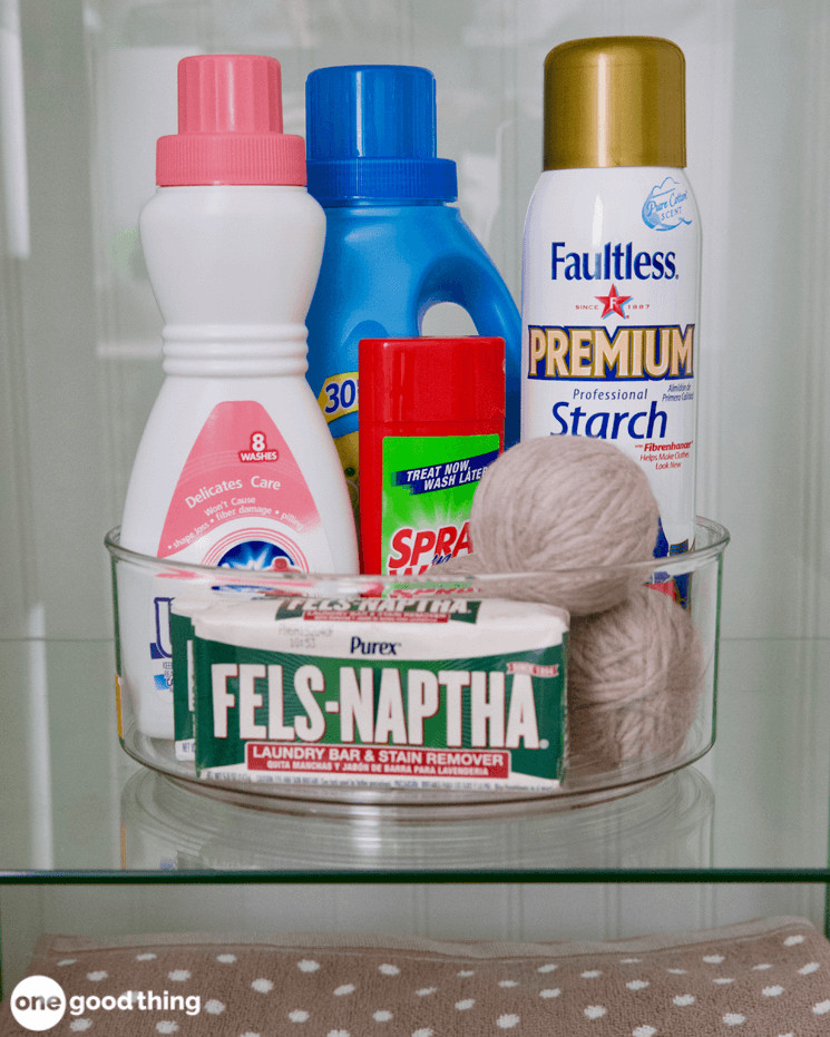 laundry room lazy susan hacks laundry supplies in a lazy susan