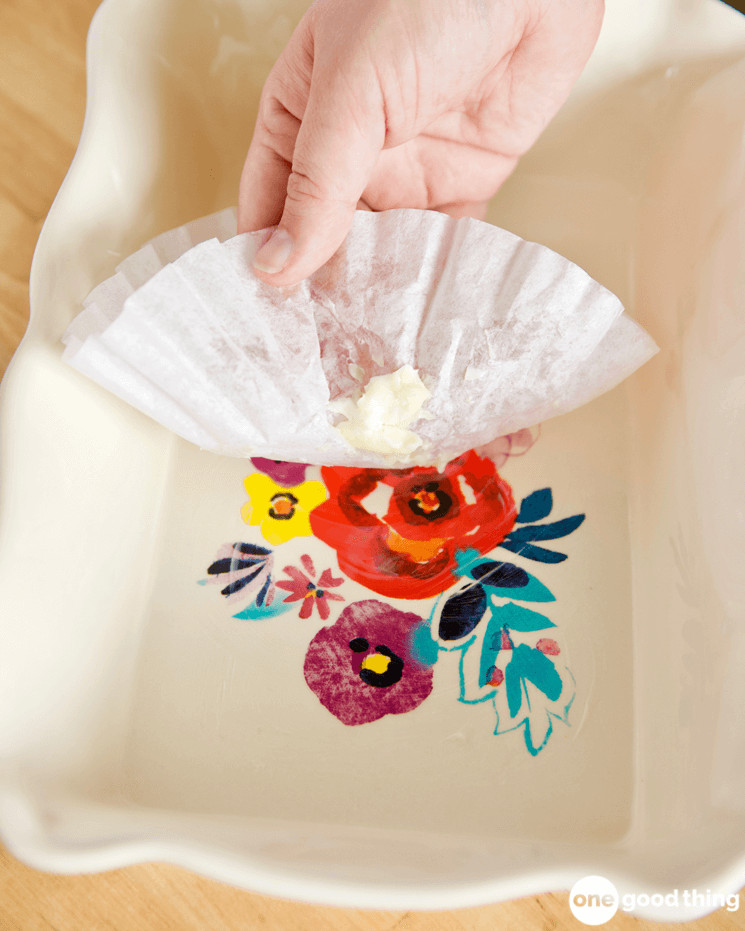 Uses For Coffee Filters Use a coffee filter to grease a baking pan.