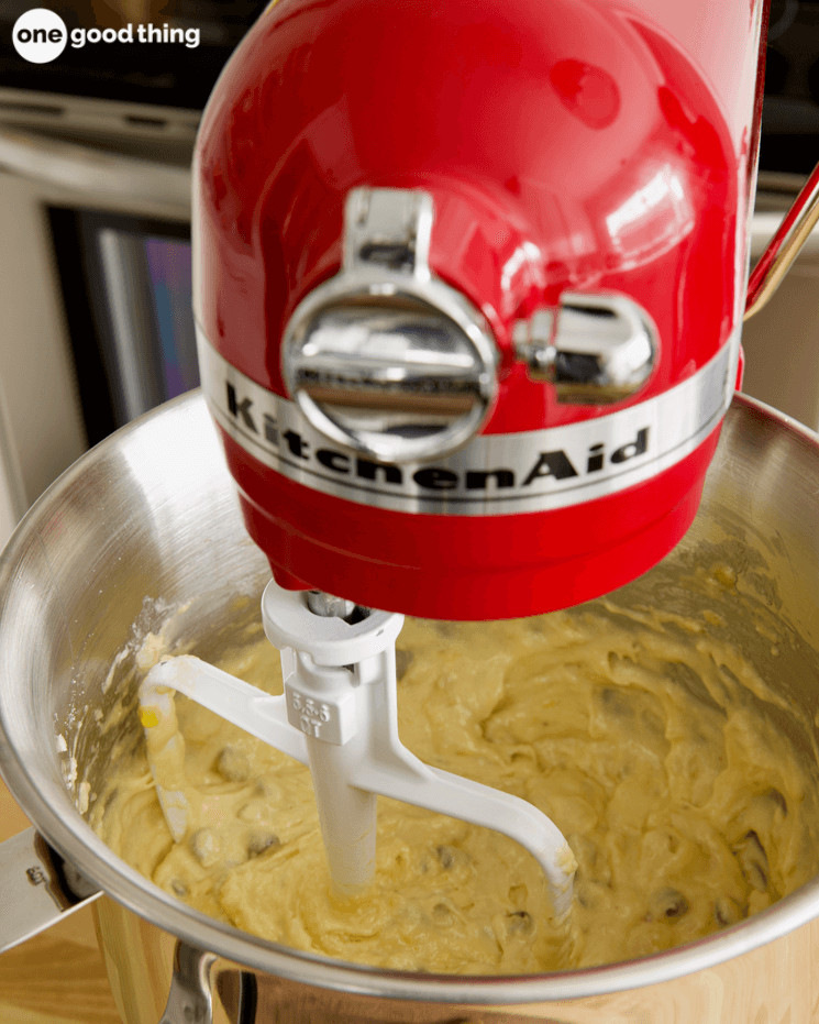 Making 4-Ingredient Banana Bread batter in a stand mixer.