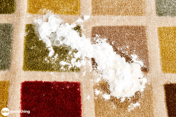 Remove Pet Stains Pet Stain Remedy step 2: sprinkle baking soda generously over the vinegar on the carpet dog pee stain.
