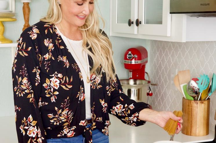 cooking spaghetti in a small pot