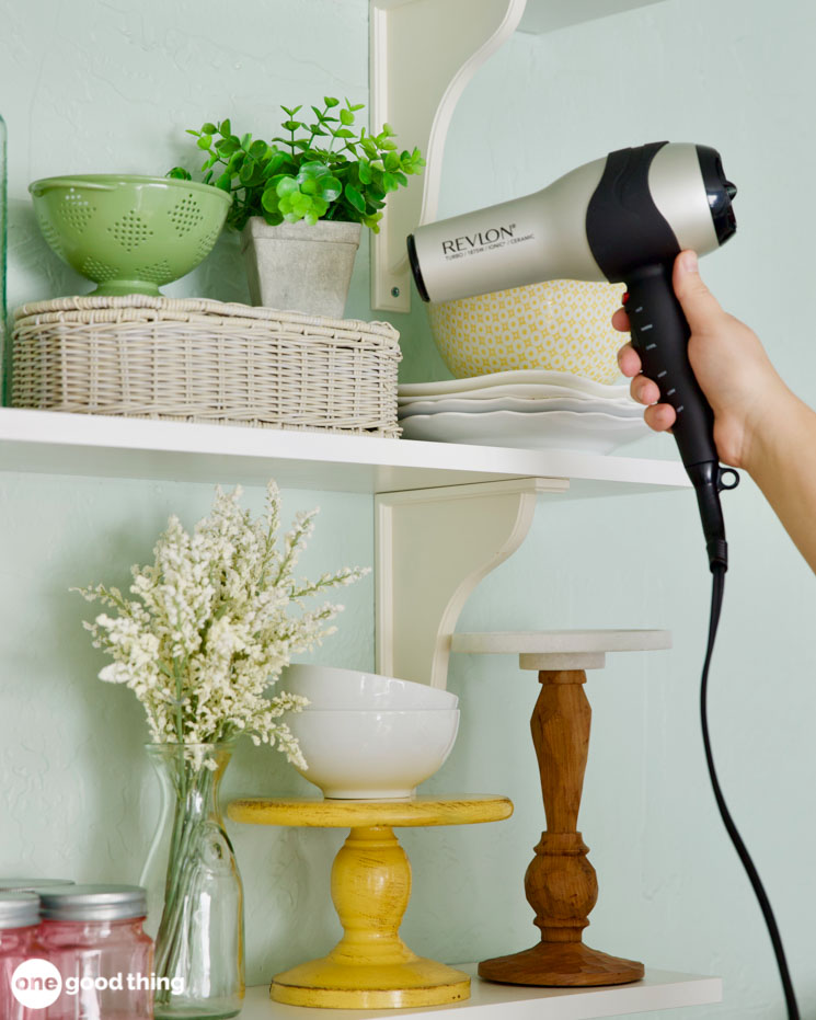 dusting with a hair dryer