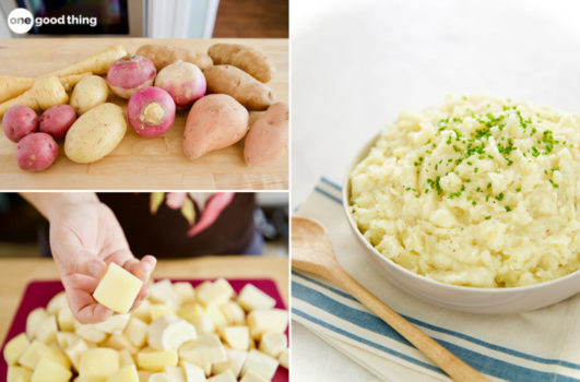 Using a variety of potatoes makes the best mashed potatoes.