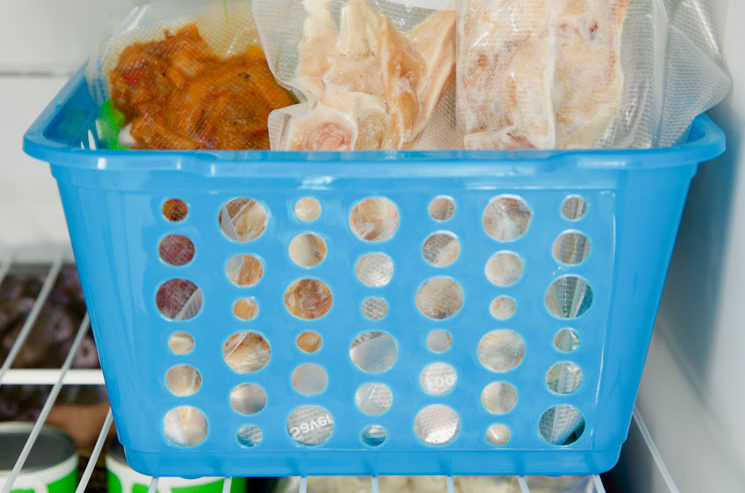 vacuum sealed bags in the freezer