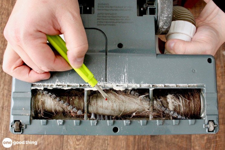 cleaning hair out of a vacuum