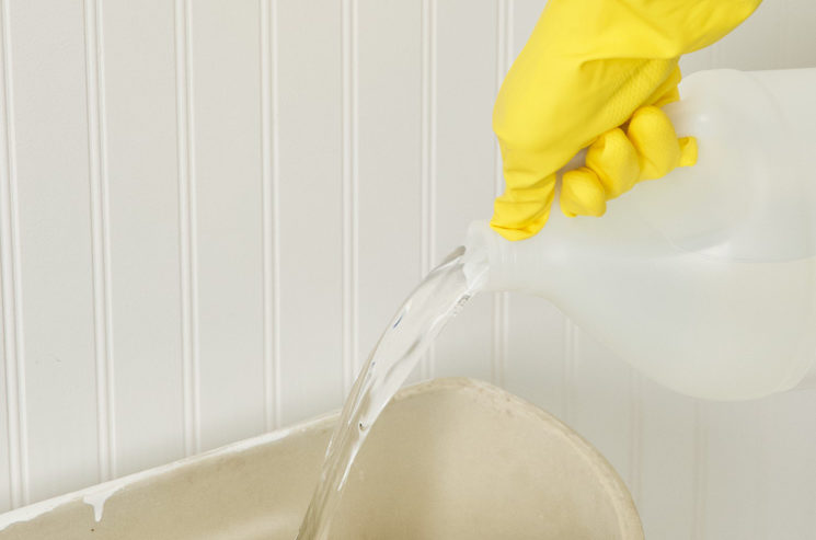 How to keep your toilet clean Pour vinegar into the empty toilet tank, then flush once. The duct tape will hold the vinegar in the siphon jets. Leave it overnight.