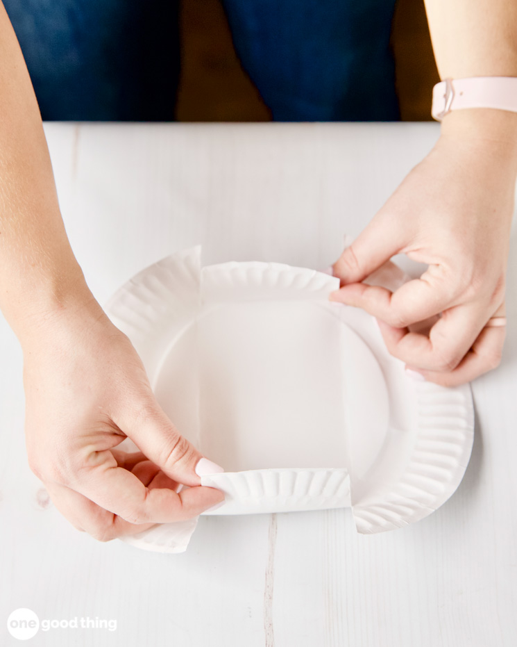 easy DIY cookie basket made from a paper plate - It's Always Autumn