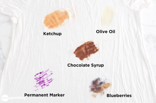 Ketchup, oil, chocolate, blueberries, and even ink are no match for this homemade stain remover.