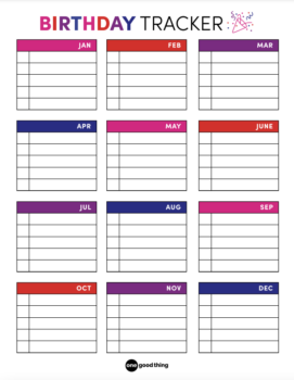 Printable One-Page Birthday Tracker [Free Download]