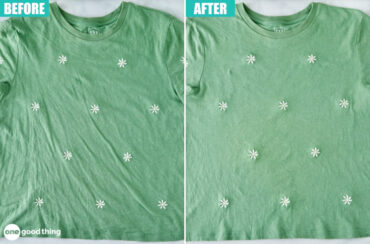 You can tell by these photos that the DIY Wrinkle Release Spray really works.