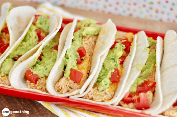 Copy Cat Cafe Rio Chicken Recipe - tray of shredded chicken tacos