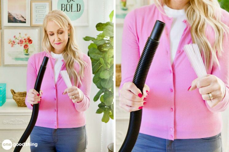With a handful of drinking straws, you can make a great DIY vacuum attachment that will get into the tightest spaces with ease.
