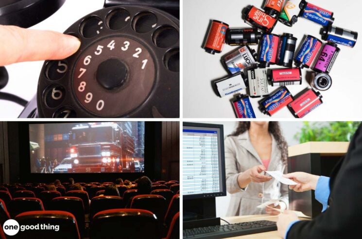 My kids will never understand things like dialing a phone, film cameras, movies ONLY in movie theaters, and bankers' hours.