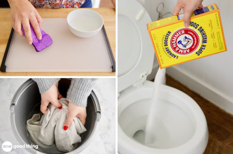 How to clean a toilet using washing soda.
