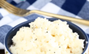 Instant mashed potatoes in a bowl can be made easily using an instant mashed potato recipe.