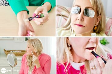 A stunning beauty edition collage showcasing a woman expertly applying makeup.