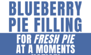 Step-by-step guide showing how to make and store frozen pie filling from fresh blueberries, with photos of ingredients, freezing process, and finished baked pie. Text overlay explains the process; website source noted at the bottom.