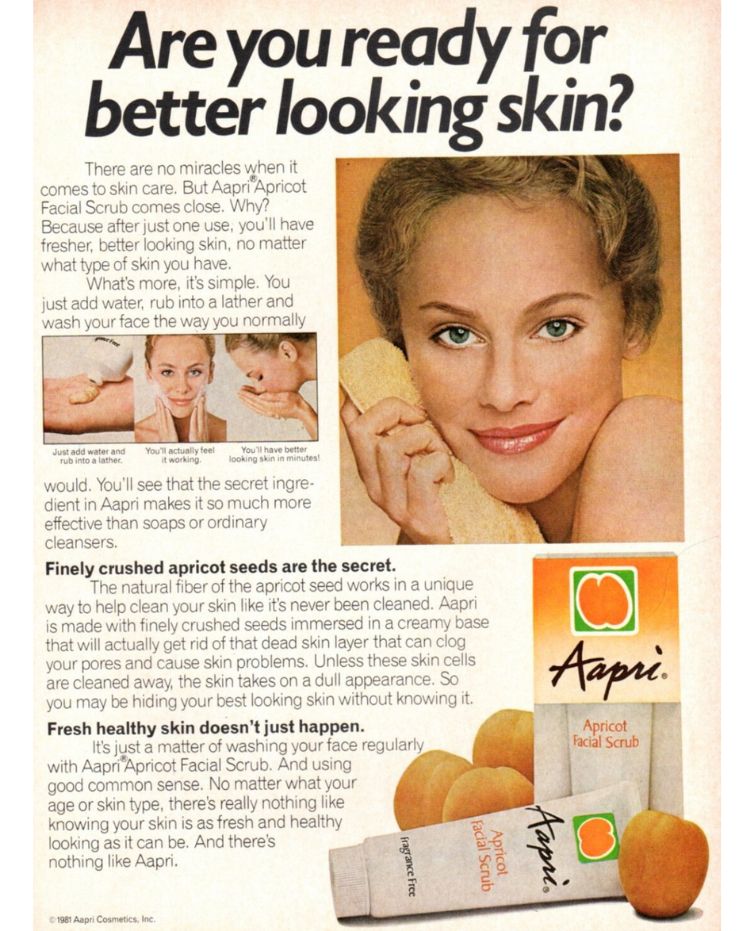 skincare confessions_2 A woman with clear skin smiles while holding a sponge to her face; below, images show her using Apri Apricot Facial Scrub—perfect for avoiding embarrassing skincare moments—with the product shown in its packaging and detailed description.